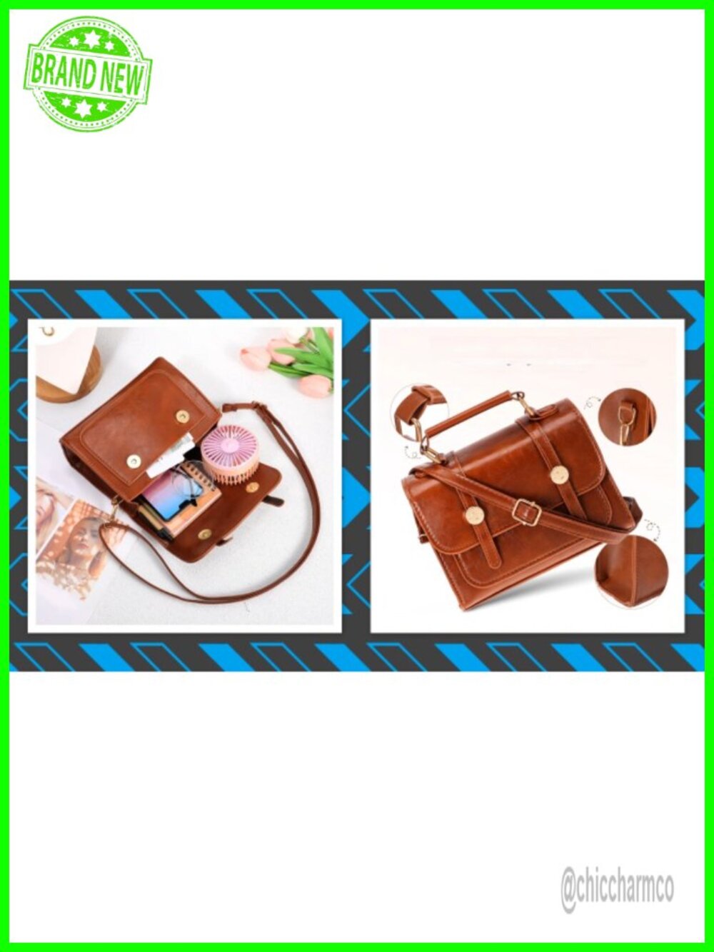 Vintage Small Handbag Women PU Crossbody with Handle Spacious Shoulder Bag - Picture 6 of 6